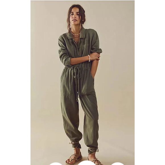 Free People Olive Jumpsuit - Picture 1 of 16